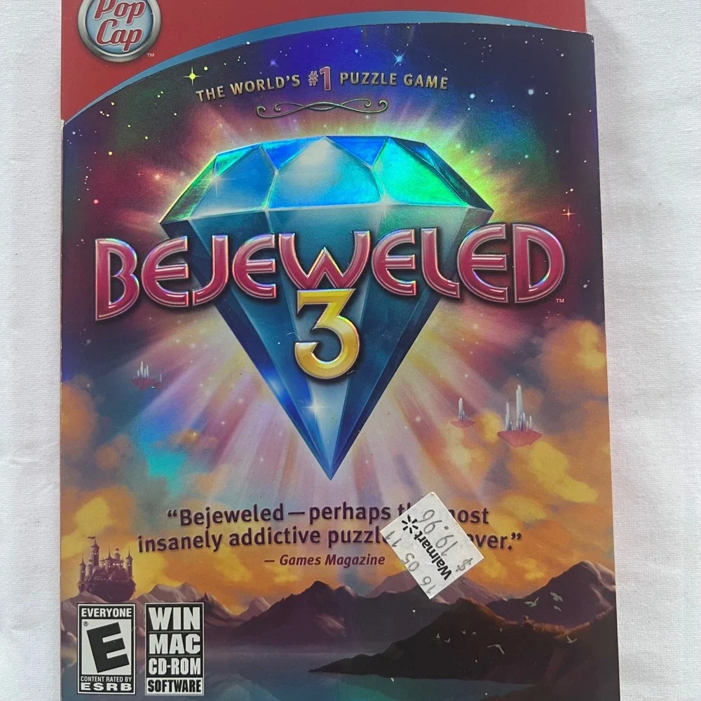 Bejeweled 3 Mac CD-ROM PC Game PopCap Puzzle Holographic Slipcover Case Disc